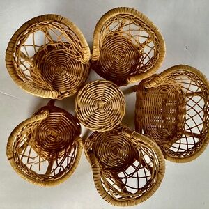 Vintage 6 Pc Barbie Dollhouse Wicker Furniture Rattan Set Loveseat Table Chairs